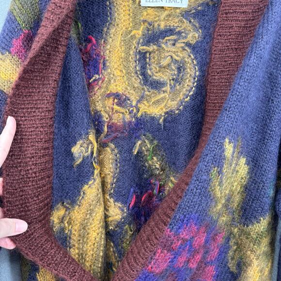 Vintage Linda Allard For Ellen Tracy Mohair Oversized Paisley Cardigan Sweater - Picture 11 of 14